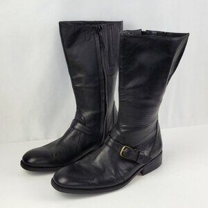 BO Botté Genuine Calf Leather Calf Boots Black Size 9